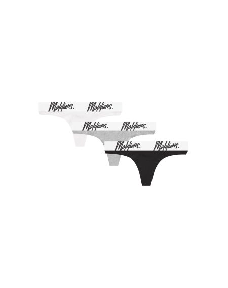 Malelions String 3-Pack Dames Zwart/Grijs/Wit - Maat XS - Kleur: WitZwartGrijs | Soccerfanshop
