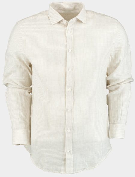 Blue Coast Casual hemd lange mouw Beige 100% linnen