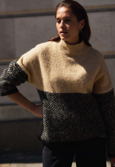 Trui Herringbone turtle neck Bruin