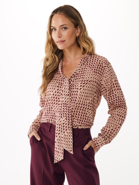 Blouse Pussy Bow Donkerrood