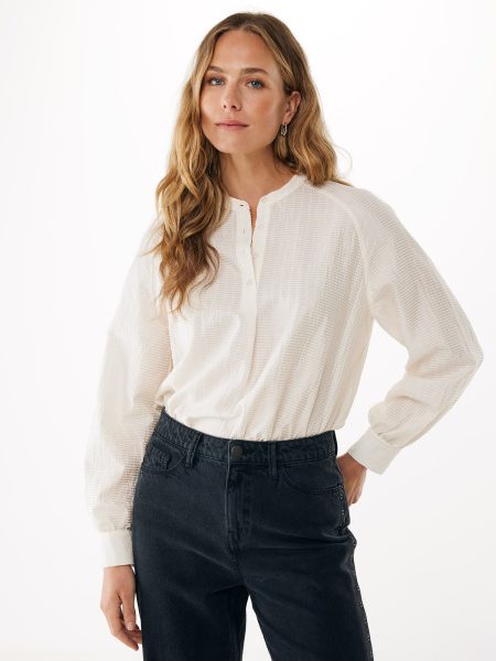 Top Raglan Geplooid Off White