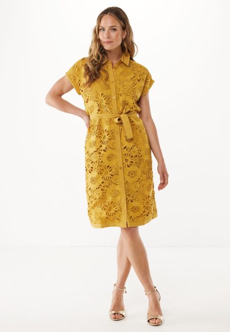 Jurk Met Kant Mosterd Geel