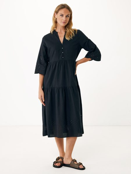 Jurk Linnen Broderie Anglaise Zwart