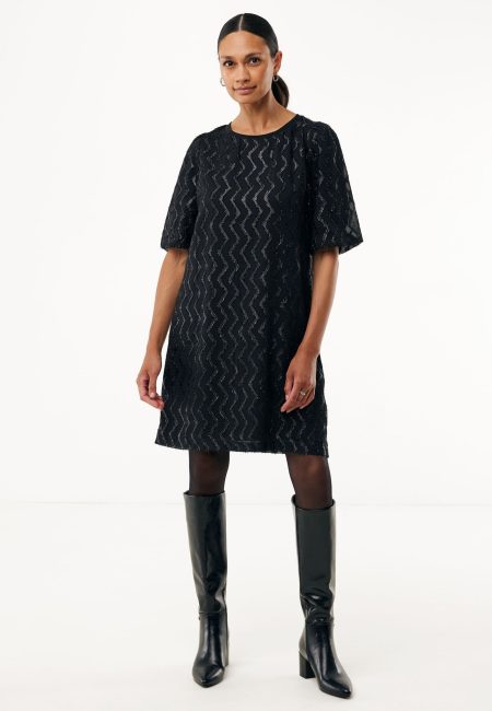 Jurk Glitter Pattern Organza Zwart