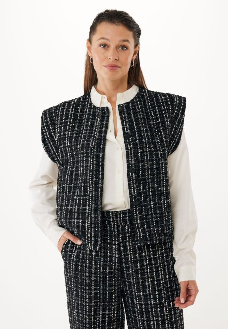 Tweed Gilet Sequins Zwart