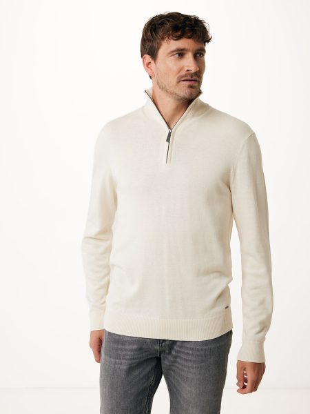 Trui Mateo Gebreid half zip Wit