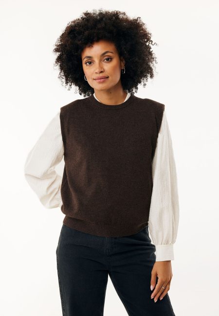 Knit Top Cashmere Senna Donkerbruin
