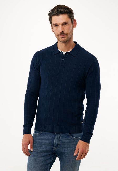 Polo Knitted Striped Mid Navy