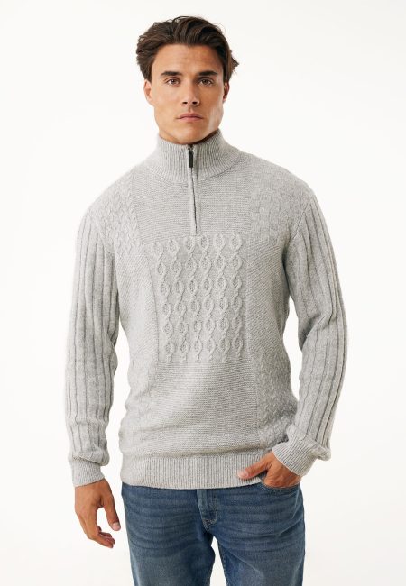 Trui Gebreid Patchwork Grijs