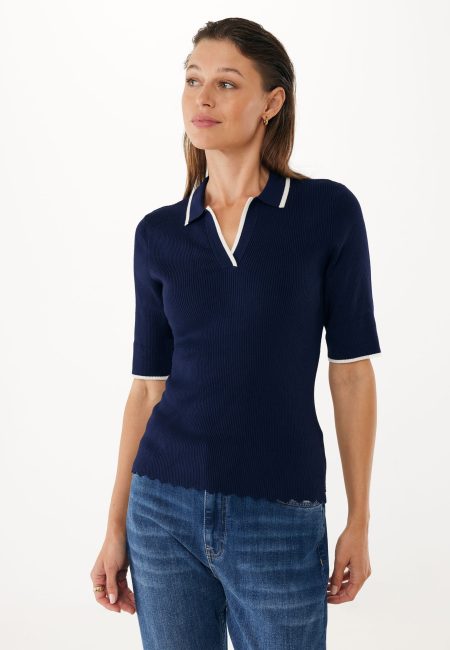 Knit Polo Ivy Blauw
