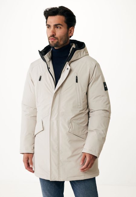 Gewatteerde Parka met capuchon en klepzakken Beige