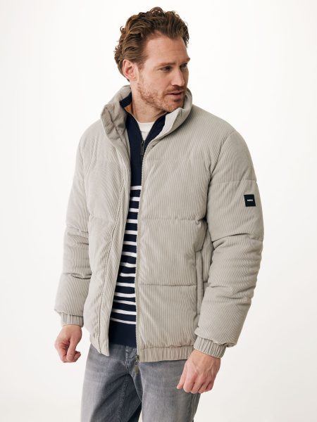 Corduroy Puffer Jas Lichtgrijs