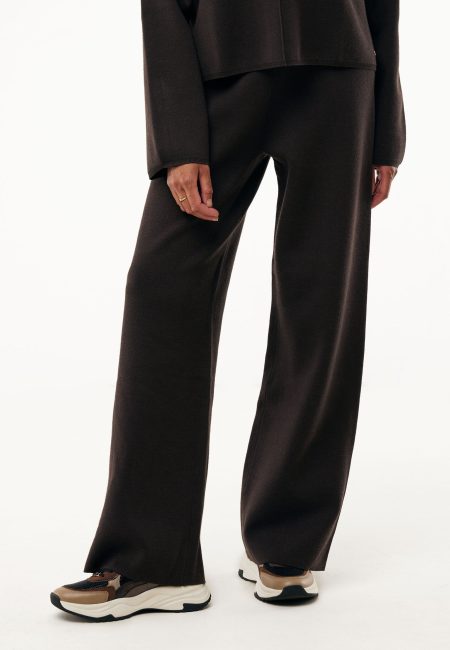 Broek Knitted Straight Donkerbruin