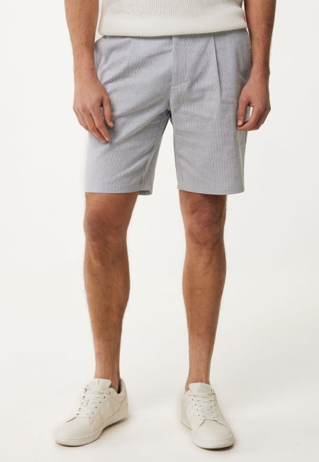Gestreept Linnen Shorts Faded Blauw
