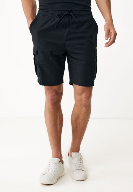 Linnen Cargo Shorts Zwart