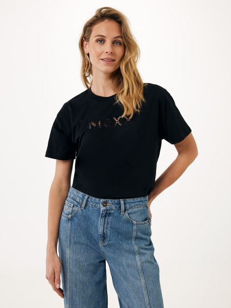 T-shirt Embroidery Oversized Zwart