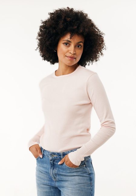 T-shirt Primrose Rib Lichtroze