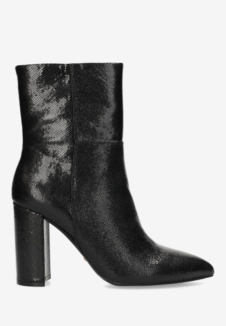 Enkellaars Kianna Indy met reptielprint Zwart