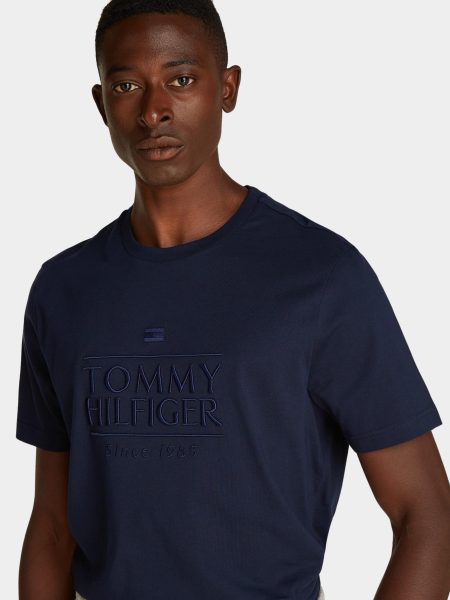 Tommy Hilfiger T-shirt korte mouw Blauw Hilfiger Embroidery Logo Tee MW0MW38620/DW5