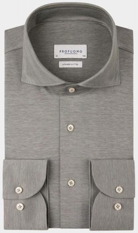 Profuomo Business hemd lange mouw Groen Japanese knitted PPVH10047E/Z
