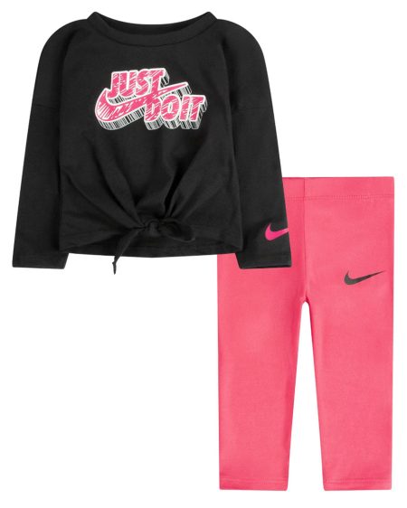 Nike - Meisjes - Geknoopte Legging Set - Multicolour/Roze/Zwart - Maat 86-92