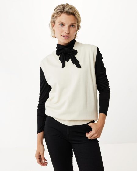 Flatknit rib spencer Off White