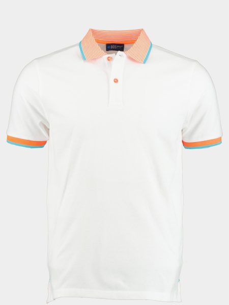 Bos Polo korte mouw Wit Polo met neon accenten 7785423/100