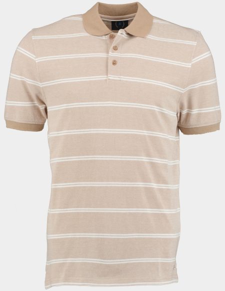 Scotland Blue Polo korte mouw Beige Chase Polo Oxford Stripes 24108CH47SB/820 sand