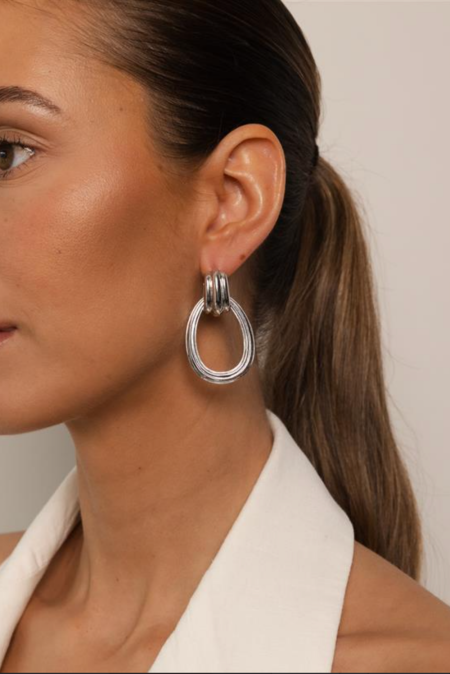 Souvenirs De Pomme oorbellen Elly Textured Hoop T283 silver