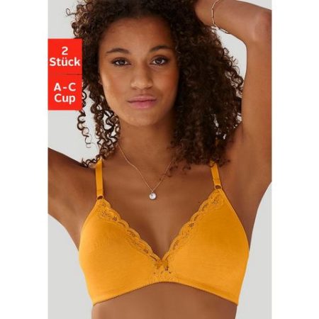 Petite fleur Bralette-bh zonder beugels van katoen met kant (Set van 2)