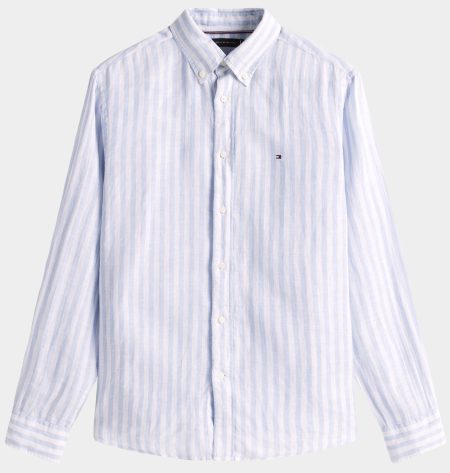 Tommy Hilfiger Casual hemd lange mouw Blauw Linen Essential Stripe RF Shir MW0MW38581/0A4