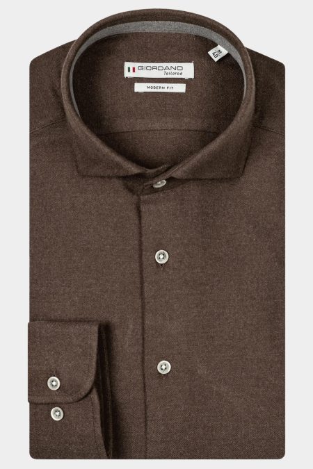 Giordano Casual hemd lange mouw Bruin Row