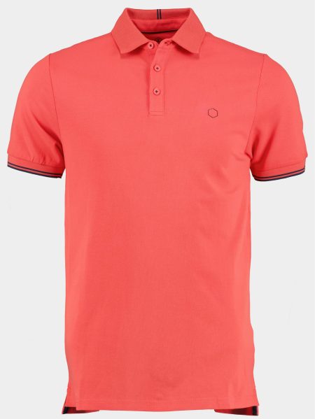 Marco Manzini Polo korte mouw Rood Harold Polo Fine Pique Contra 22108HA05/655 grapefruit - Maat L