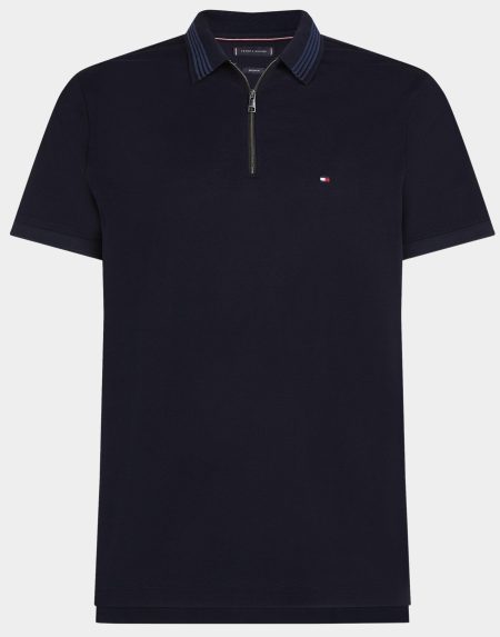 Tommy Hilfiger Polo korte mouw Blauw Mercerised Pique Zip Reg Polo MW0MW38473/DW5