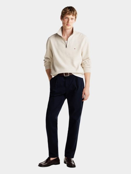 Tommy Hilfiger Half Zip Beige ESSENTIAL FLEECE 1/4 ZIP MW0MW37233/HGF