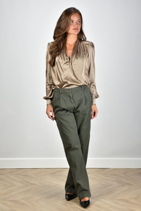 Sage & Ivy blouse Fonda Satin Silk taupe