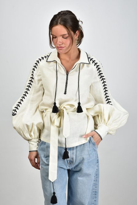 Sage & Ivy blouse Gudrun beige/black