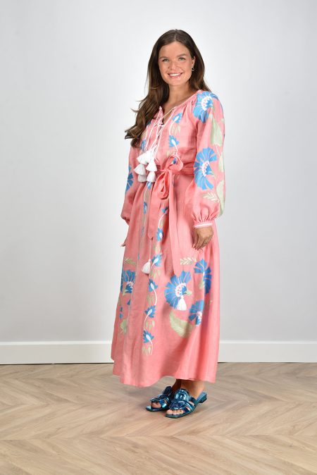 Sage & Ivy jurk Cornflower coral/pastel