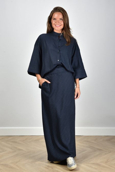 Sea Me Happy rok Juliana Wool Striped navy blue