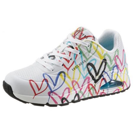 Skechers Sneakers met sleehak UNO-SPREAD THE LOVE met opvallende graffiti-print