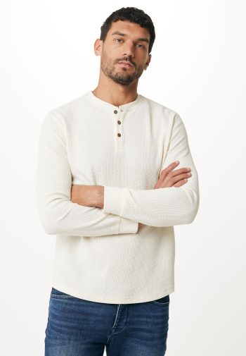 Waffle Henley Shirt Cream