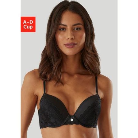 s.Oliver RED LABEL Beachwear Push-up-bh Adèle met grafisch kant en metalen accessoire