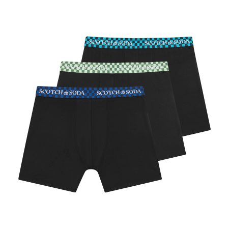 Scotch&Soda - Heren - Boxershorts Active Stretch 3-Pack - Blauw/Groen/Zwart - Maat XL