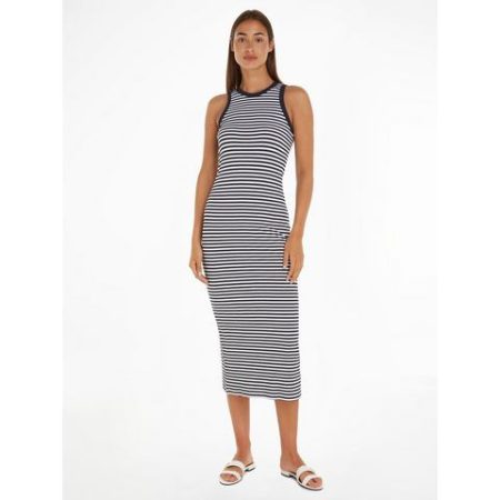 Tommy Hilfiger Midi-jurk SLIM 5X2 STR RIB MIDI DRESS NS