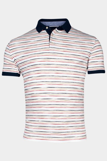 Baileys Polo korte mouw Rood Poloshirt Space dye stripe 415203/31