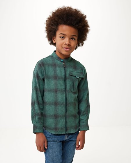 Checked zip through shirt Dark Green