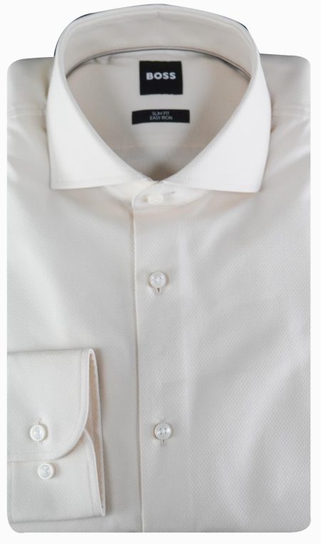 BOSS Black Business hemd lange mouw Beige H-HANK-spread-C1-222 10270697 50539227/131