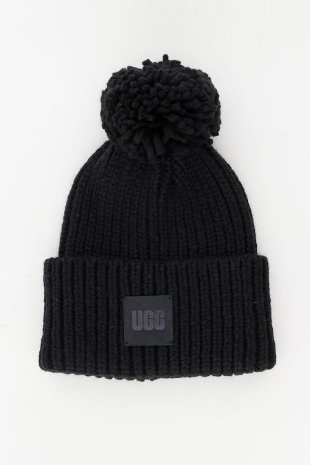 UGG muts Chunky Rib Knit Beanie W Pom black