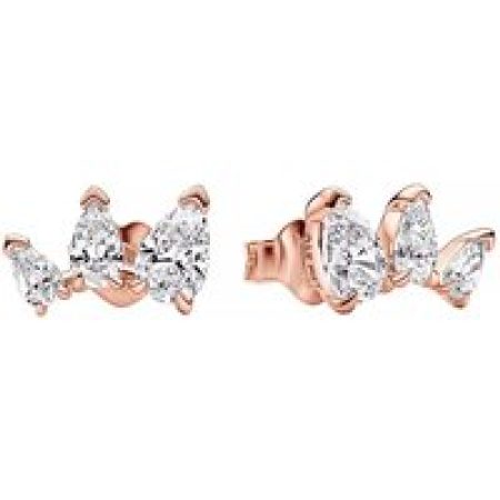 Pandora Oorbellen - 14k Rose gold-plated stud earrings with cubic in gold