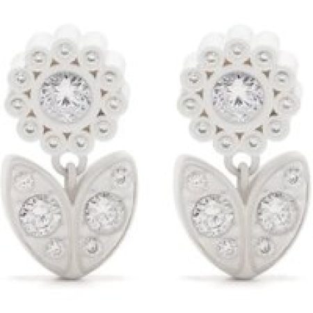 Bottega Veneta Oorbellen - White/Transparent Crystal Embellishments Earrings in silver